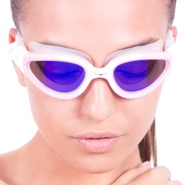 AqtivAqua Polarised Swimming Goggles Men Women Swimming Goggles Adults Children PDX (Pink Glasses + Silver Case)