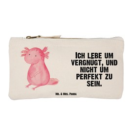Mr. & Mrs. Panda Axolotl Make-Up Bag, White, Hand Drawn