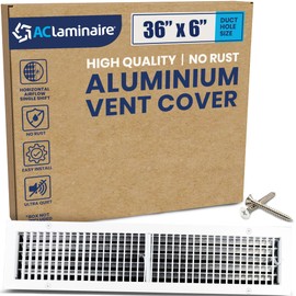 36" x 6" (Duct Opening) Register Vent Cover – Adjustable Single Deflection Aluminum HVAC Grille for Heater, Decorative Ceiling Wall Air Supply Multi-Shutter Damper – Durable & Rustproof ACLAMINAIRE