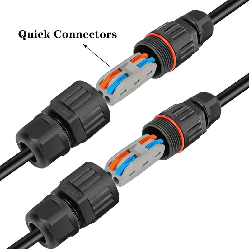 2 Pcs 2-pin IP68 outdoor waterproof junction box cable connector/quick