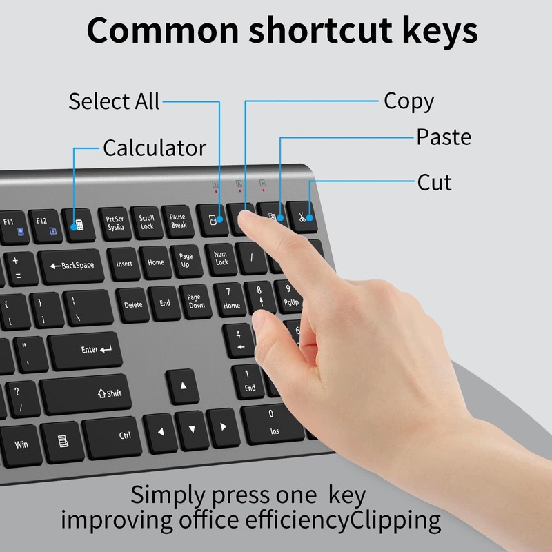 Wireless Mouse and Keyboard Combo, Silent Full-Size Computer Keyboard with