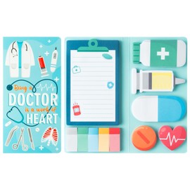 B1ykin Sticky Notes Set - Cartoon Theme Cute Self-Stick Notes Pad Gift, Self-Adhesive Writing Memo Pages Sticky to Do Notepad Separation Tabs for Kids Employee School Office (Doctor)
