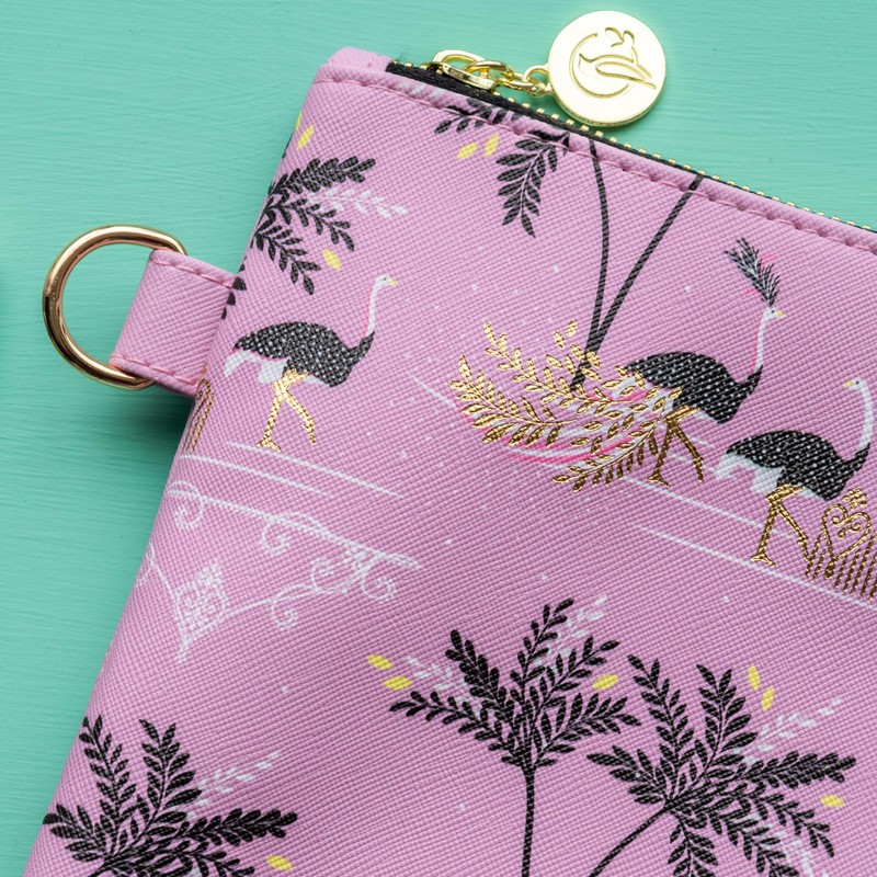 Sara Miller Savannah Large Cosmetic Bag Travel Pouch with Gold