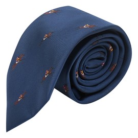 King & Priory Navy Blue Embroidered Horse and Jockey Tie