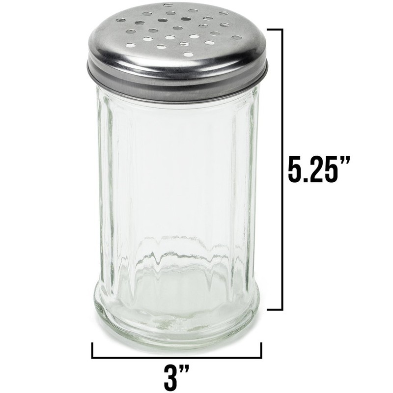 1 Pack of 12oz. Spice & Cheese Shaker|Glass Jar, Metal