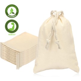 com-four® 12 x Cotton Fabric Bags with Drawstring - Reusable Fabric Bag with Drawstring - Unprinted, Ideal for Painting - Oeko-Tex® Standard 100 (Pack of 12 - 19.5 x 14.5 cm)