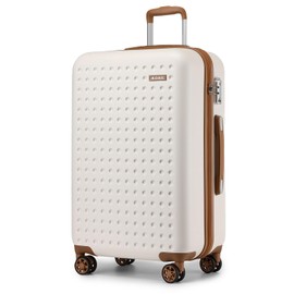 Kono 28 Inch Luggage Large checked Lightweight Hardside Suitcase with Spinner Wheels & Built-in TSA Lock, Cream White