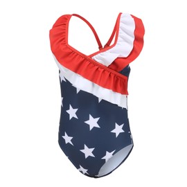 Girls One Piece Swimsuits Halter Bathing Suits Summer American Flag Swimwear 6T