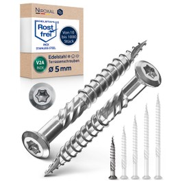 Terrace Screws 5 x 40 Stainless Steel A2 Rounded Head Screws Torx Screws 5 mm Thick Pack of 100 Wood Screws Torx 40 mm Long Stainless Steel Screws Wood Corrosion-Free