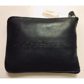 Global Views Space Saving Foldable Portable Tote Bag in Zippered Leather Pouch