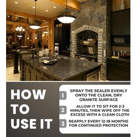 Rock Doctor Granite Sealer Spray 18 oz Bundle with Microfiber Cloth - Long-Lasting Stone Care for Granite, Marble, and Quartz Countertops - Moisture Barrier Protection - (2 Items)