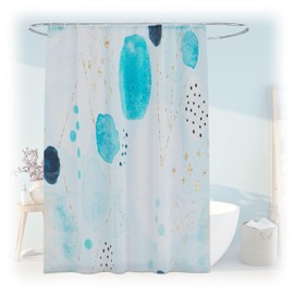 Relaxdays Shower Curtain with Pattern, Bathroom Curtain, 180 x 200 cm, Anti-Mould, Washable, 12 Rings, Bath Curtain, Multicoloured