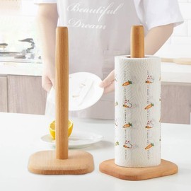 Wood Paper Towel Holder, Anti Slip Base Paper Towel Holder Wood Countertop Paper Roll Holder for Kitchen Bathroom(Paper Roll Holder)
