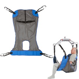 Full Body Patient Lifter Sling with Toilet Opening Mesh Patient Lift Sling for Patient Transfer, 500 lbs Load Capacity, Hoyer Lift Sling for Toilet, Transfer and Bath Aids (L)