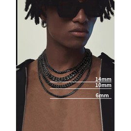 Black Women Men's 6mm Curb Chain Necklace 14inch Choker