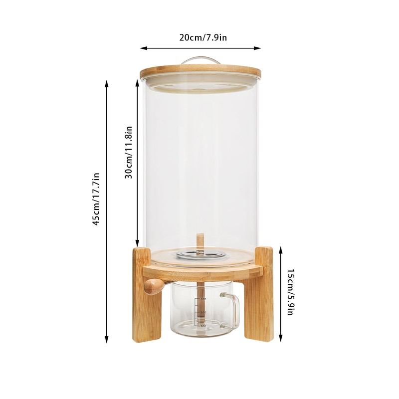 HAPPCUCOE Grain Dispenser Multigrain Storage Jar Clear Glass Rice Flour