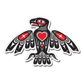 Native American Pacific Northwest Style Tomem Eagle Bird - 8" Vinyl Sticker - for Car Laptop I-Pad - Waterproof Decal