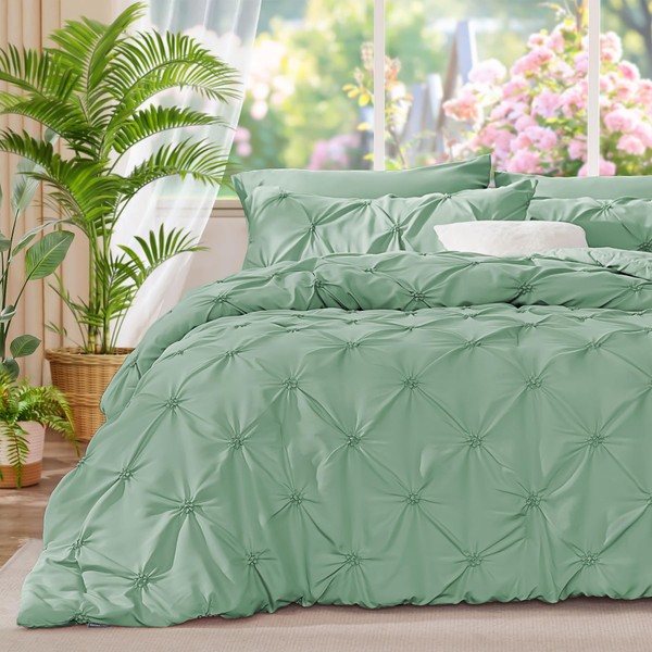 BEDELITE Sage Green Queen Comforter Set - 3 Pieces Boho