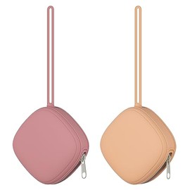 Paquete de 2 Estuches Portadores de Chupete de Silicona, Estuche Portátil para Chupete para Bolsa de Pañales, Bolsa de Silicona para Chupetes de Bebés Recién Nacidos Libre de BPA para Niños y