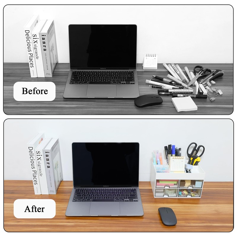 YUNSHANGHE Desk Organiser, Plastic Office Organiser with 4 Drawers and