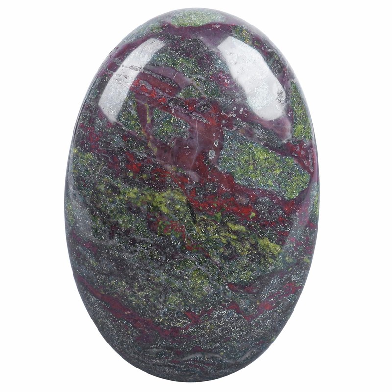 Lovionus89 Dragon Bloodstone Worry Stones, Natural Oval Palm Tree Bag