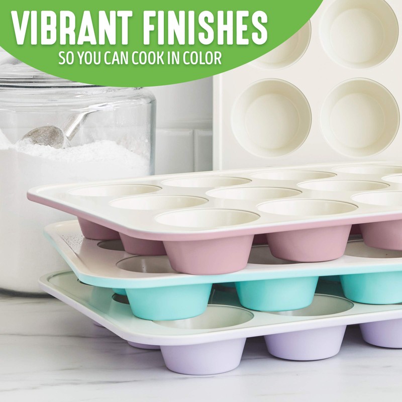 GreenLife Bakeware Healthy Ceramic Nonstick, 12 Cup Muffin and Cupcake