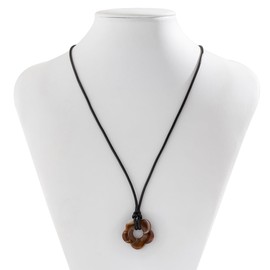 tenghong2021 Flower Charms Pendant Necklaces for Women Y2K Black Leather Colorful Acrylic Flower Shape String Necklace Cord Acrylic Flower Red Pendant Necklace for Women Jewelry-Brown