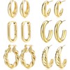 Gold Hoop Earrings Set for Women, 6 Pairs 14K Gold