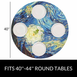 YINRON Starry Night Round Tablecloth Van Gogh Classic Vivid Star Cloud Universe Table Cover Table Cloth For Indoor Dining, Outdoor Picnic Parties, Camping ,Fits For Table 40-44"