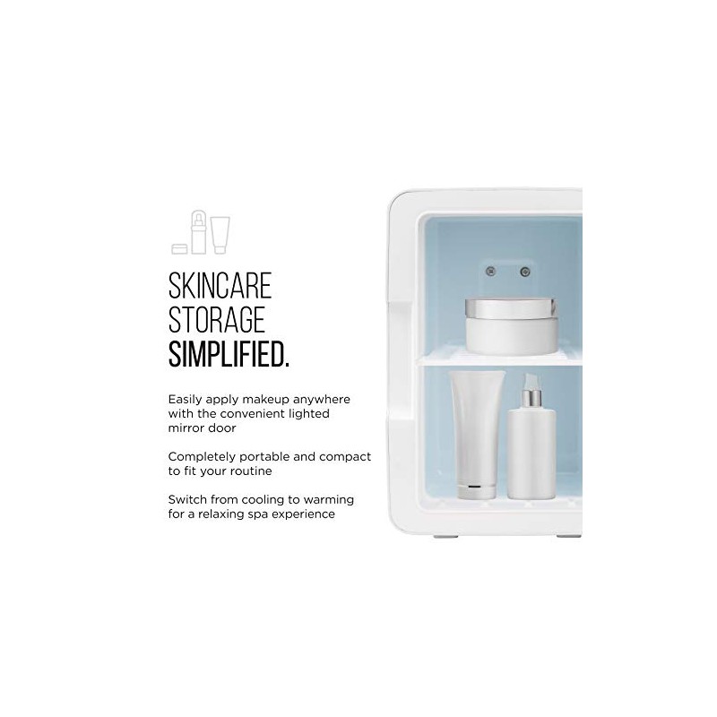 Mini Refrigerador con Espejo, Capacidad 4 Litros, Color Blanco, Modelo