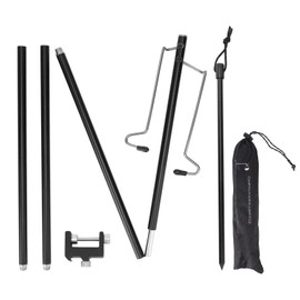 Camping Lantern Stand Portable Lightweight Outdoor Camping Aluminum Alloy Lamp Pole Light Hanging Stand Black