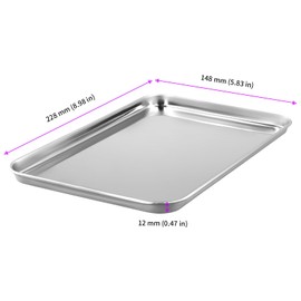 JEUIHAU 4 PCS Stainless Steel Tray, Rectangle Stainless Steel Bathroom Tray Small Makeup Jewelry Tray Silver Countertop Organizer for Kitchen, Table, Wash Basins