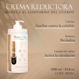 Marie D’Argan Crio Crema Corporal Reafirmante 1000 ml Con Cafeína, Romero Y Castaño De Indias, Efecto Frío, Anticelulitis, Para Abdomen, Piernas Y Cad