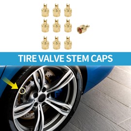 A ABSOPRO Tire Valve Stem Caps 9x15MM Car Wheel Valve Cap Copper Rubber Yellow for Car Bike Motorcycle Truck Anti Crash Tyre Valve Stem Cover Valve Dust Cap Tire Valve Cap 10 Pcs