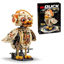 1168 PCS Mechanical Duck Building Block Toy Kit with LED Light, Movable Linkage Gears, Display Stand - Fantasy Duck Model Kit for Teens & Adults
