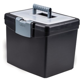 Storex Economy Portable File Box for Letter Size Hanging Files, Black (61502U01C)