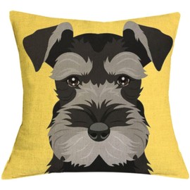 The Beach Stop Decorative Miniature Schnauzer Dog Scatter Cushion Cover | Home Decor Gift Idea | 45x45cm 18x18” | Mustard Yellow