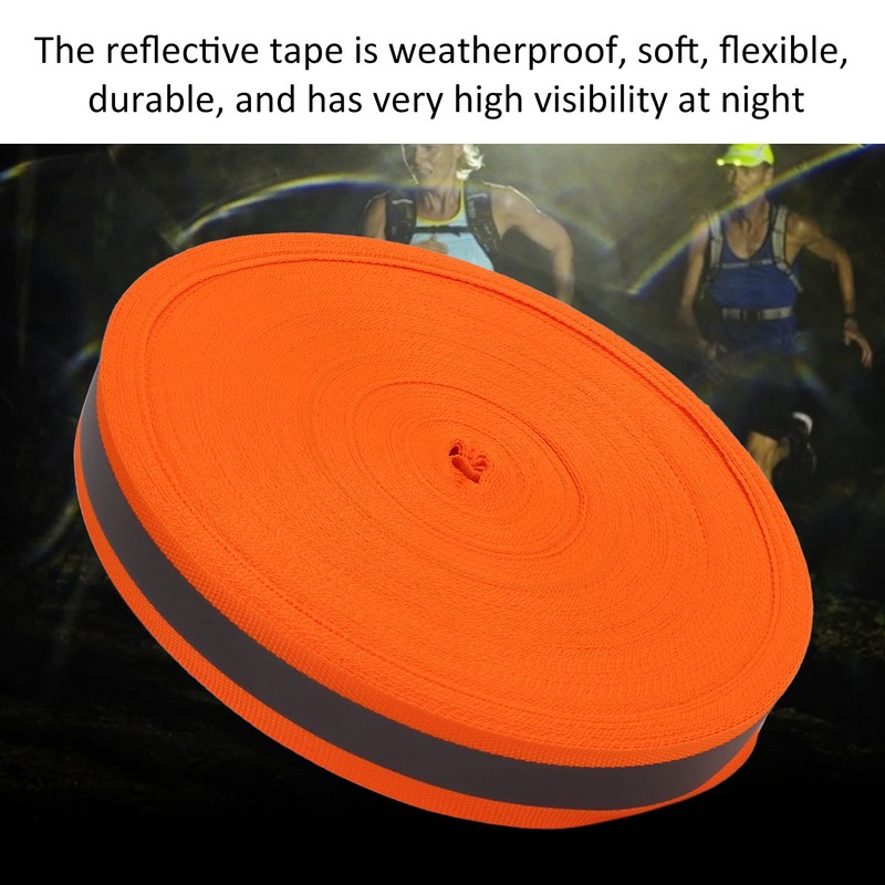MUNEFE Fluorescent Orange Reflective Tape, High Visibility Reflective Tape Strip,