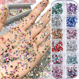 2000pcs Small Nail Rhinestones and Charms for Nails Design Nail Gems Flatback Rhinestones for Nails Decor 3D Nail Charms and Gems for Nails Colorful Rhinestone Nail Diamonds Nail Jewels for Nail Art
