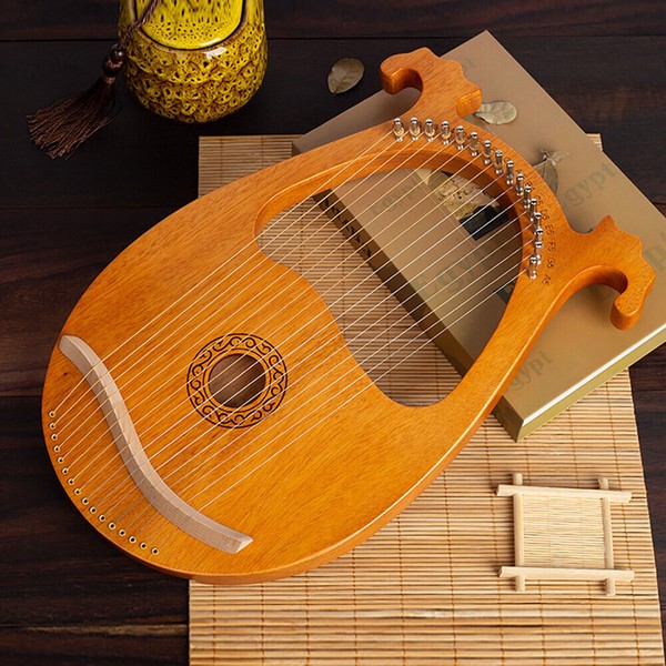 Vintage 16 Strings Lyre Harp Set Mahogany Body String Instrument