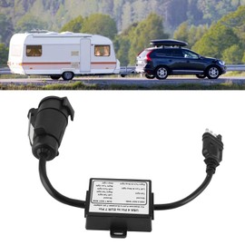 Trailer Connector Light Converter, USA 4 Pin to EUR 7 Pin Adapter, Stop/Brake Signal Separating for European Trailers, Plug and Play Installation, Dust Cover Included