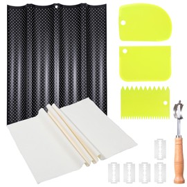 mekueeex 4-Slot French Baguette Pan Set, Non-Stick French Bread Pan, Baguette Baking Pan with Proofing Cloth, Bread Lame, Home Baking Tools Kit for Homemade Bread