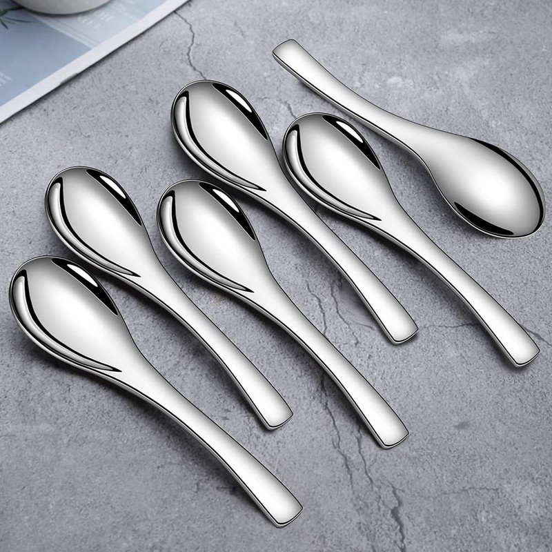 6 PCS Soup Spoons,Stainless Steel Table Spoons for Rice Soup,Thick