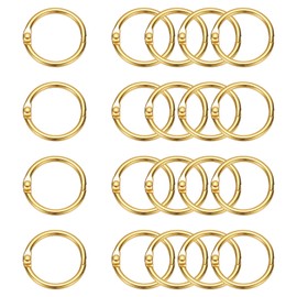 PATIKIL 20pcs Loose Leaf Binder Rings 1.2" Metal Open Card Rings Key Index Card Rings Paper Rings for Office Heavy Duty Book Rings Gold