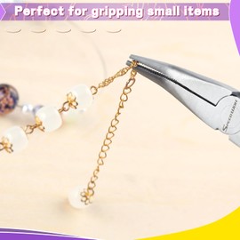 SPEEDWOX Mini Bent Nose Pliers with Teeth Chain Nose Pliers for Jewelry Making Jump Ring Pliers 45 Degree Curved Serrated Jaws Curved Chain Nose Pliers for Wire Wrapping Beading Tool