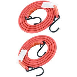 HELIDA Bungee Cords with Hooks, 3/8 Inch Thick Round Bungee Cord Heavy Duty Strong Hooks for Bike Rack, Cart, Trunk, Camping (60 inches 2 pcs, Red)