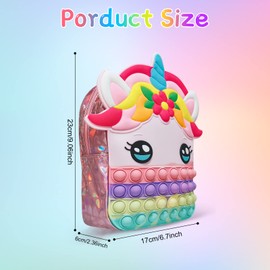 ariel-gxr Pop It 2 in 1 Girls Handbag Pop Bag Push Bubbles Toy Bag with Adjustable Shoulder Strap for Girls and Kids, pink