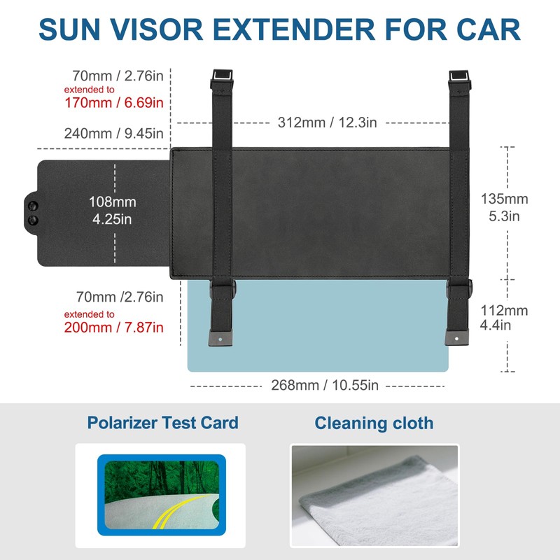 Veharvim Sun Visor Extender for Car (Polarized, UV400, PC Lens,