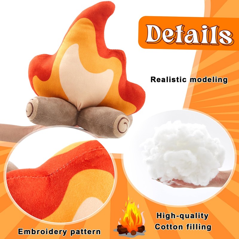 PullCrease Campfire Plush Toys Fake Fire Firewood Plush Pillow Woodland