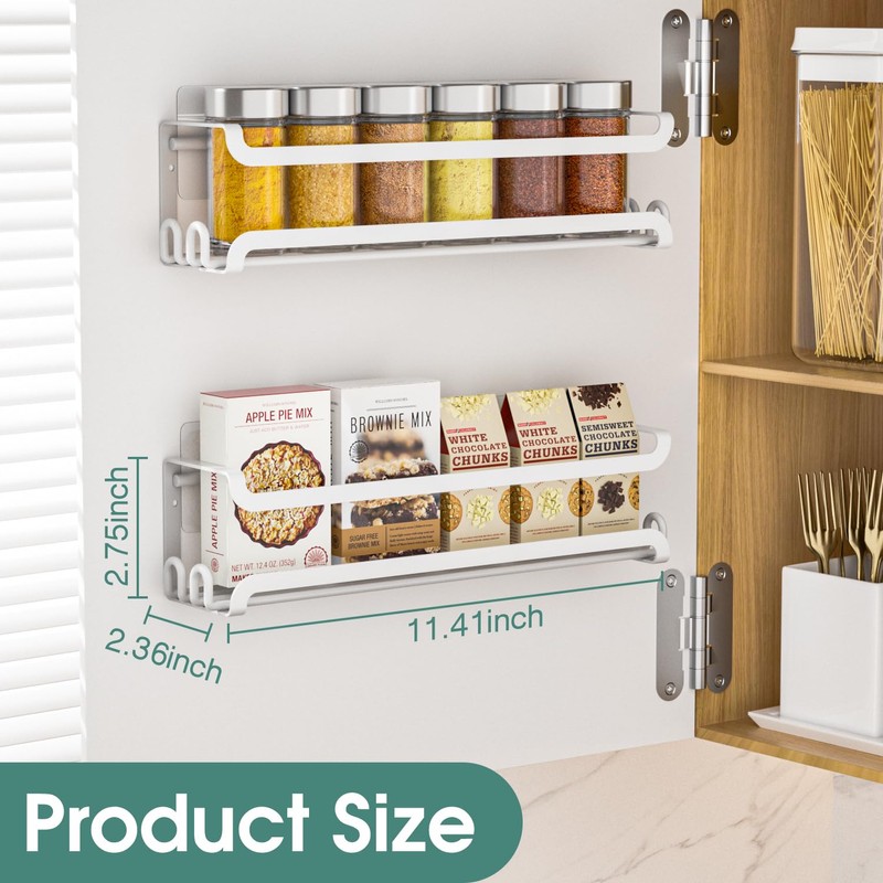 LUCYCAZ 4 Pack Wall Mounted Spice Rack with 16 Hooks,